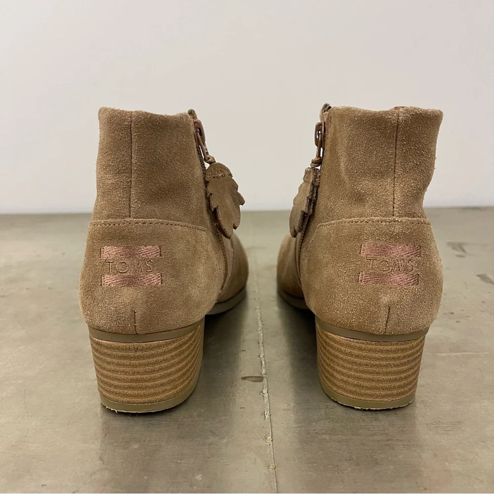 Tom's Leila Toffee Suede Ankle Booties Boots Youth